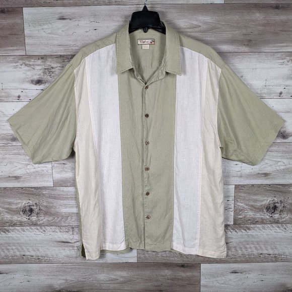 BAHIO* Men's Short Sleeve Button Down Straight Hem 100% Linen Shirt~ Size 2X - Picture 1 of 15